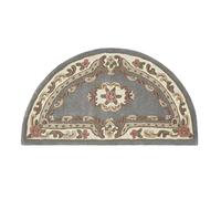 Lotus Aubusson - Alfombra clásica de media luna (67 x 127 cm, 100 % lana, 67 x 127 cm), color gris