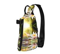 Lotus Blossom Santa Claus Diagonalmente Sling Bag, Crossbody Sling Backpack Shoulder Chest Bag para Mujeres Hombres, Travel Hiking Daypack