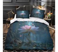 Lotus Blossoms Juego De Ropa De Cama,impresión 3DWaterfall Branches Butterflies Funda De Edredón 3 Unidades,con Funda De Almohada con, para Niño Niña Super King（260x220cm）