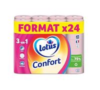 Lotus Confort rosa papel higiénico formato 96 rollos (4 x 24 rollos) 2 capas rosa suave y resistente