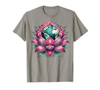 Lotus Earth Flower Eco Balance Botanical Globe Art Camiseta