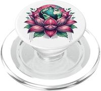 Lotus Earth Flower Eco Balance Botanical Globe Art PopSockets PopGrip para MagSafe