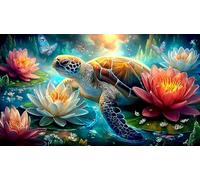 Lotus-Estanque-Tortuga Puzzle Imposible,desafío for Adults Juego Educativo 1000 Piezas Obra de Arte de Juego de para Adultos y Niños a Partir de 12 Años 38x52cm/1000pcs