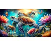 Lotus-Estanque-Tortuga Puzzle Imposible,desafío for Adults Juego Educativo 1000 Piezas Obra de Arte de Juego de para Adultos y niños 38x26cm/1000pcs