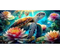 Lotus-Estanque-Tortuga Puzzles Imposible,desafío for Adults Juego Educativo 1000 Piezas Obra de Arte de Juego de para Adultos y Niños a Partir de 12 Años 38x52cm/1000pcs