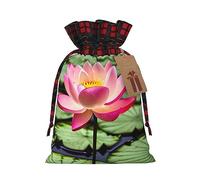 Lotus Flower 1 bolsa de Navidad con cordón de 8.3 x 11.8 pulgadas, bolsa robusta para regalos y artículos esenciales de uso diario