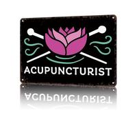 Lotus Flower Acupuncture Design Metal Sign Vintage Tin Sign Inspirational Oriental Wall Art for Treatment Room Home or Studio 8 X 12 inch