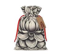 Lotus Flower Namaste 1 bolsa de regalo reutilizable para Navidad y festival, bolsas de embalaje de regalo, bolsas de tela elegantes hechas a mano