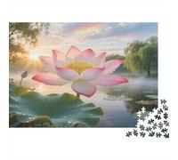 Lotus Flower Puzzle for Adults 14-99 Years Lotus Flower in Pond Educational Game for Home Decor & Gifts 38x26cm/1000pcs