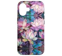 Lotus Flowers Boho Stained Glass Floral Art Stain Glass Carcasa para iPhone 16