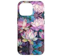 Lotus Flowers Boho Stained Glass Floral Art Stain Glass Carcasa para iPhone 16 Pro