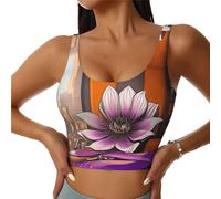 Lotus Flowers in the Room Sujetadores deportivos de alto soporte para mujeres - Tops de entrenamiento cómodos y elegantes | Plus, Negro , S