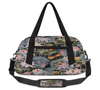 Lotus Flowers Leaves - Bolsas de lona para niños y niñas, bolsa deportiva ligera de loto para gimnasio, bolsa de viaje para fin de semana, bolsa de baile, hojas de loto, 18.5 pulgadas de largo x 7.8