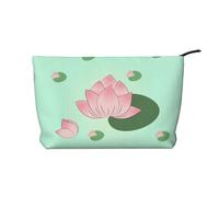 Lotus Flowers Waiting to Bloom - Bolsa de maquillaje de pana versátil con cremallera para uso diario y organizador de capacidad de viaje, Black, Talla única