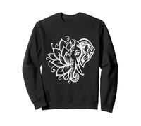 Lotus Half Elephant Tribal Ornamental Blanco Floral Boho Line Sudadera