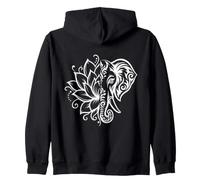 Lotus Half Elephant Tribal Ornamental Blanco Floral Boho Line Sudadera con Capucha