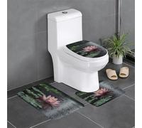 Lotus in The Rainstorm - Alfombra protectora absorbente de agua, juego de 3 piezas, para dormitorio, cocina, bañera, hogar, alfombra decorativa de felpa