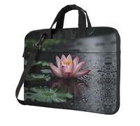 Lotus in the rainstorm - Maletín cruzado para laptop, adecuado para uso diario en la oficina y viajes de negocios, Black, 14 inch