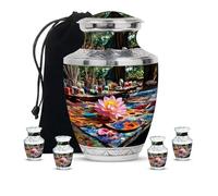 Lotus - Juego de 4 urnas de recuerdo para cenizas humanas, urnas de cremación azules para cenizas humanas adultas, urnas pequeñas y grandes para hermana adulta, 1 urna decorativa grande para hermana y