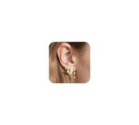 Lotus Karen Juego de aretes de aro para mujer, 3 pares de delicados aretes de cartílago | Juego de aretes pequeños chapados en oro de 14 quilates para orejas perforadas para Navidad, cumpleaños, día