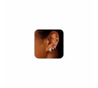 Lotus Karen Juego de aretes de cartílago de hélice para mujer, 4 pares de aros pequeños de plata de ley, aretes de aro hipoalergénicos, multiperforación, Plata
