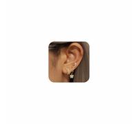 Lotus Karen Juego de aretes de cartílago de hélice para mujer, 4 pares de aros pequeños de plata de ley, aretes de aro hipoalergénicos, multiperforación, Plata