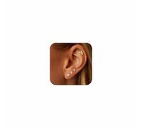 Lotus Karen Juego de aretes de cartílago de hélice para mujer, 4 pares de aros pequeños de plata de ley, aretes de aro hipoalergénicos, multiperforación, Plata