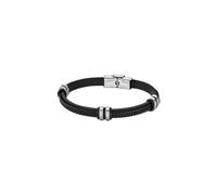 Lotus LS1829-2/1 - Pulsera para hombre, piel y acero, color negro, 22 cm, Cuero Acero inoxidable, No es una piedra preciosa