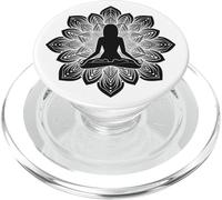 Lotus Mediación Pose Silueta sobre Fondo Flor Mandala PopSockets PopGrip para MagSafe
