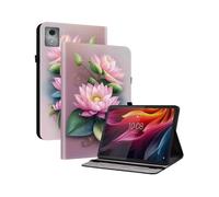 (Lotus, Multicolor) For Lenovo Tab K11 Plus M11 Plus Leather Case Pattern Printed Stand Tablet Cover with Card Slots - L