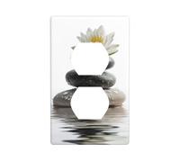 Lotus On Smooth Stones - Cubierta decorativa para interruptor de luz, 1 banda, placa de pared para cocina, baño, tamaño 7 x 11,4 cm