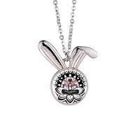 Lotus Outline - Collar con colgante de conejo mexicano con diseño de conejo mexicano