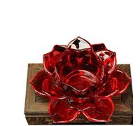 Lotus Outline - Portavelas de cristal para velas de té y velas flotantes, diseñado para un rendimiento constante de llama en interiores y exteriores (rojo)
