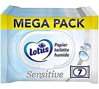 Lotus Papel higiénico húmedo sensible - Sin colorantes ni perfumes - Fibras FSC 100% de origen natural - 294 hojas 42 unidades (7 unidades)