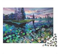 Lotus Pond Jigsaw Puzzle 1000 Piezas Reciclable Impressionist Mayores Puzzles Educativo Juego Decompression Ideal for Familia and Friends Cumpleañoss 70x50cm/1000pcs