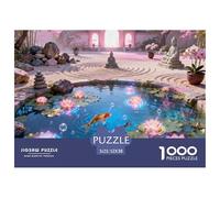 Lotus Pond Nirvana con Koi Fish Circling Puzzle De Madera Impermeable DIY Puzzles De 1000 Piezas Regalos para Adultos Desafiante Y Estimulante Rompecabezas Juegos Educativos