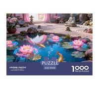 Lotus Pond Nirvana con Koi Fish Circling Puzzle De Madera Impermeable DIY Puzzles De 1000 Piezas Regalos para Adultos Desafiante Y Estimulante Rompecabezas Juegos Desafiantes