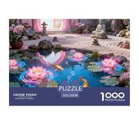 Lotus Pond Nirvana con Koi Fish Circling Puzzle De Madera Impermeable DIY Puzzles De 1000 Piezas Regalos para Adultos Imposible Rompecabezas Juegos Educativos