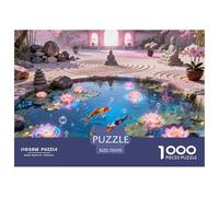 Lotus Pond Nirvana con Koi Fish Circling Puzzle De Madera Impermeable Puzzles De 1000 Piezas Regalos para Adultos Desafiante Y Estimulante Rompecabezas Juegos Desafiantes
