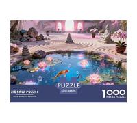 Lotus Pond Nirvana con Koi Fish Circling Puzzle De Madera Impermeable Puzzles De 1000 Piezas Regalos para Adultos Colorido Rompecabezas Juegos Educativos