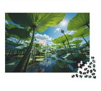Lotus Pond Puzzles 1000 Piezas Material Reciclado Fantasy Nature Puzzles for Ancianos Puzzle Accesorios para Juegos Interesante Familia Accesorios para Juegos for Adultos 70x50cm/1000pcs