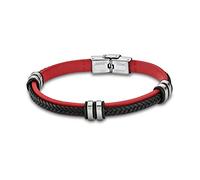 Lotus Pulsera de piel Style LS1829-2/3, para mujer/hombre, negro y rojo, D2JLS1829-2-3, un bonito regalo para Navidad, cumpleaños, para el hombre, 22 centimeters, Cuero Acero inoxidable piel