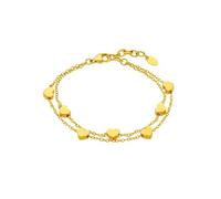 LOTUS Pulsera Style LS2560-2/2 Mujer - Acero Inoxidable Dorado, Doble Cadena con Colgantes de Corazón, 19 cm, Cierre Mosquetón Ajustable