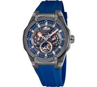 LOTUS Reloj Analógico Hombre con Fase Lunar de Caucho Azul - Movimiento de Cuarzo - Calendario - Cristal Mineral de Alta Resistencia - Resistente al Agua 10 ATM - Multifunción 18946/4 Vortex