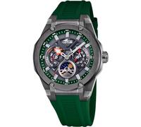 Lotus Reloj Hombre 18946/5 Vortex con Fase Lunar Caja de Acero Inoxidable 316l Negro Correa de Caucho Verde