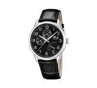 LOTUS Reloj Hombre 15974/G Multifuncion Caja de Acero Inoxidable 316l Plateado Correa de Piel Negro