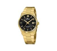 LOTUS Reloj Hombre Analógico de Acero Inoxidable 316l Dorado - Movimiento de Cuarzo - Calendario - Cristal Mineral de Alta Resistencia - Resistente al Agua 10 ATM 18837/3 Freedom
