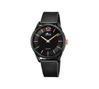 LOTUS Reloj Hombre Analógico de Acero Inoxidable 316l Negro - Movimiento de Cuarzo - Cristal Mineral de Alta Resistencia - Resistente al Agua 10 ATM 18736/3 Minimalist