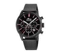 LOTUS Reloj Hombre Analógico de Acero Inoxidable 316l Negro - Movimiento de Cuarzo - Cronógrafo - Calendario - Cristal Mineral de Alta Resistencia - Resistente al Agua 5 ATM Casual 18700/1 Chrono