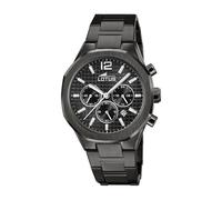 LOTUS Reloj Hombre Analógico de Acero Inoxidable 316l Negro - Movimiento de Cuarzo - Cronógrafo - Calendario - Cristal Mineral de Alta Resistencia - Resistente al Agua 5 ATM 18849/1 Freedom